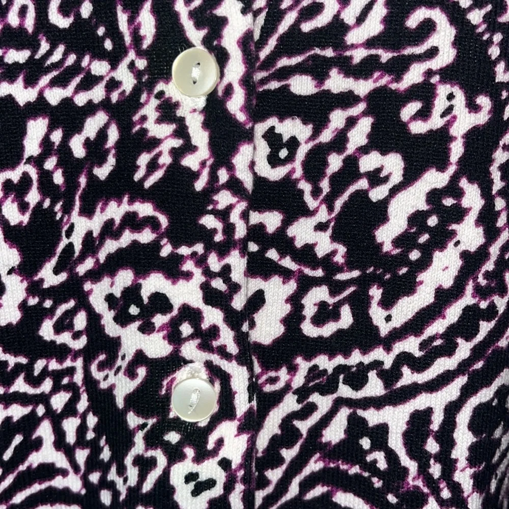 NWT Madison Lightweight Cardigan Sweater Plum White Floral Leaf Boho Print Sz XL - Picture 5 of 11